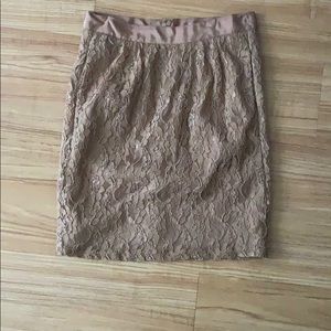 Tan lace overlay pencil midi skirt - Love 21 - S